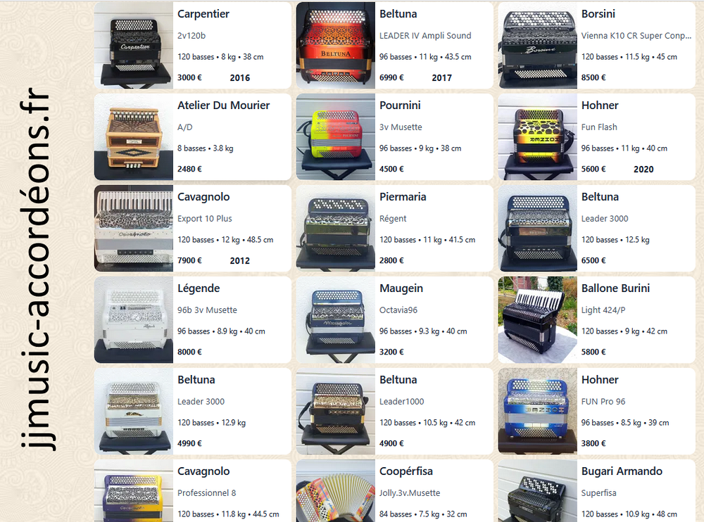 plusieurs accord&eacute;ons r&eacute;vis&eacute;s et garantis visible sur le site Instruments de musique
