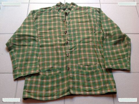 CHEMISE � CARREAUX COL MAO DOUBL�E NOIR TAILLE M Envoi Possi 20 Tr�gunc (29)