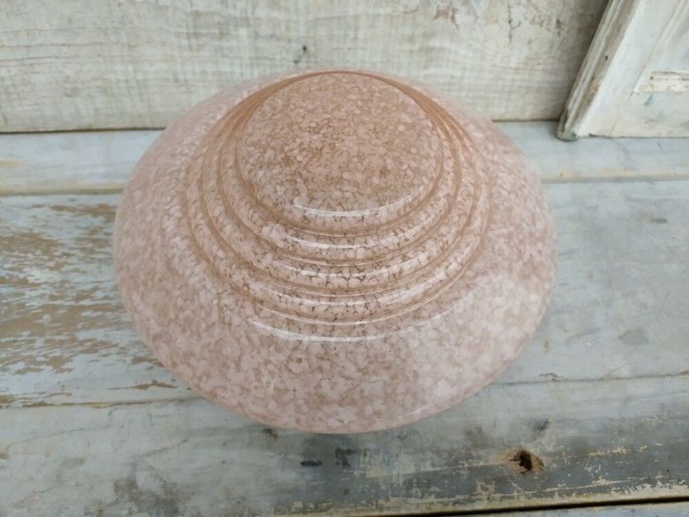 Ancien Plafonnier Verre Clichy Rose Mouchet&eacute; Art D&eacute;co 
Décoration