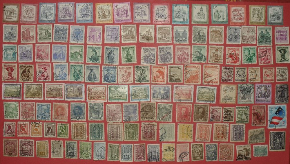 Lot de 133 timbres oblit&eacute;r&eacute;s d'Autriche. 