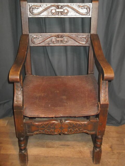 fauteuil rustique bois  et cuir  0 Montliard (45)