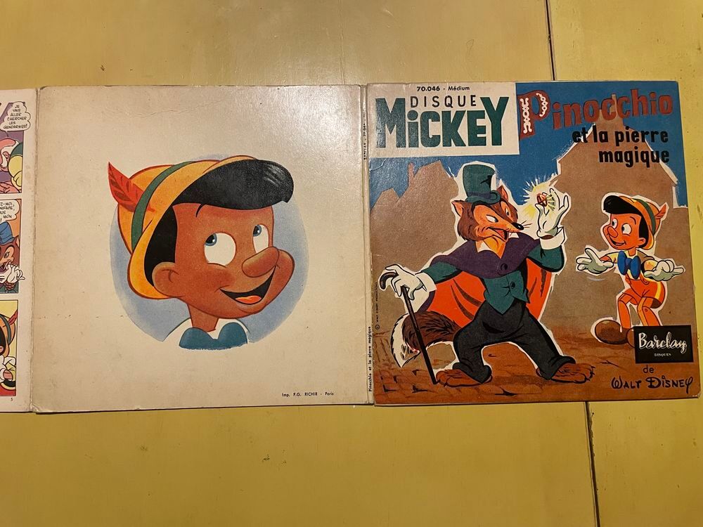 1957 Livre-disque MICKEY PINOCCHIO la pierre magique BARCLAY CD et vinyles
