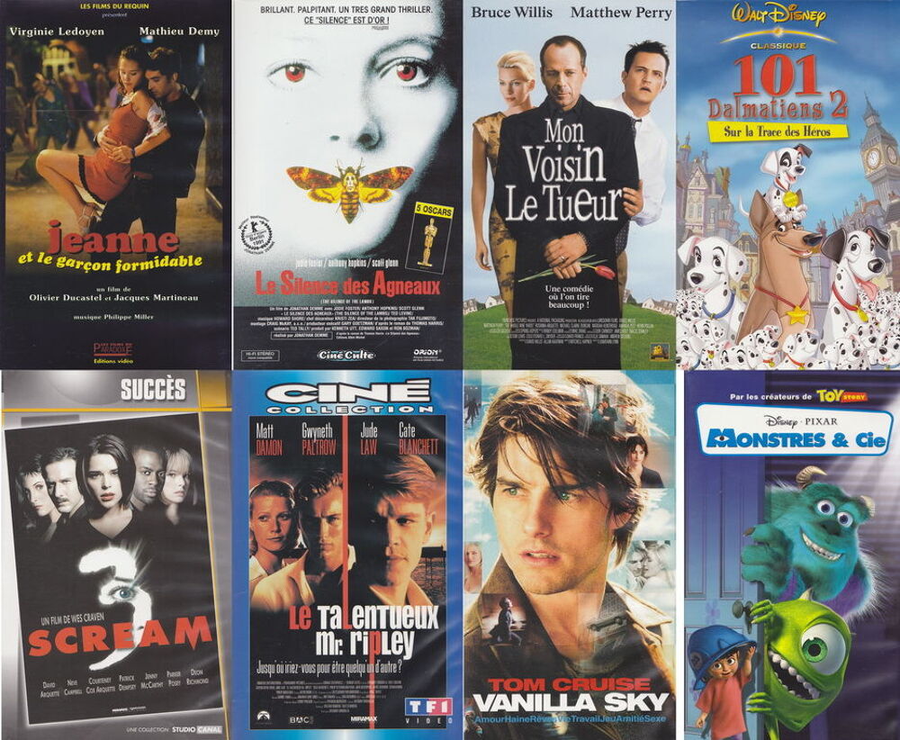 Cassettes VHS K7 vid&eacute;o diverse de U &agrave; V
DVD et blu-ray