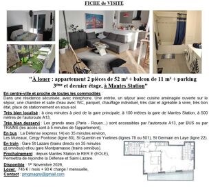  Appartement à louer 2 pièces 48 m² Mantes-la-jolie