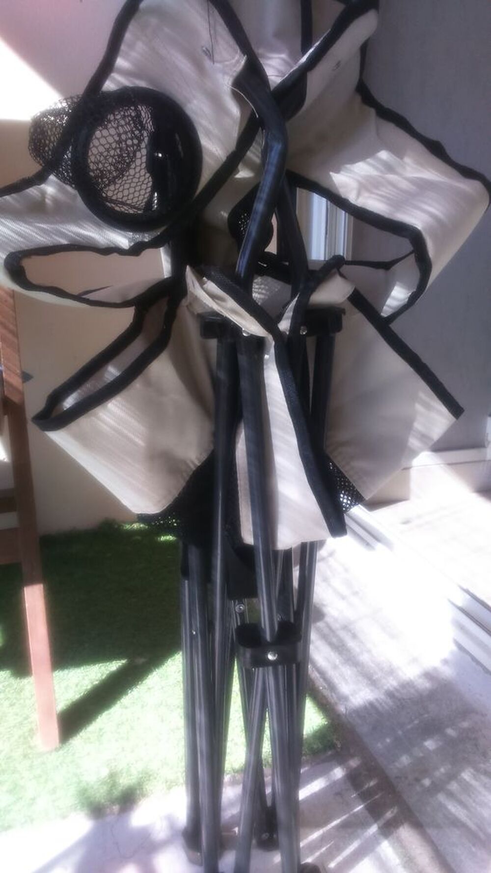 Chaise de camping &agrave; bras avec sac de rangement Meubles