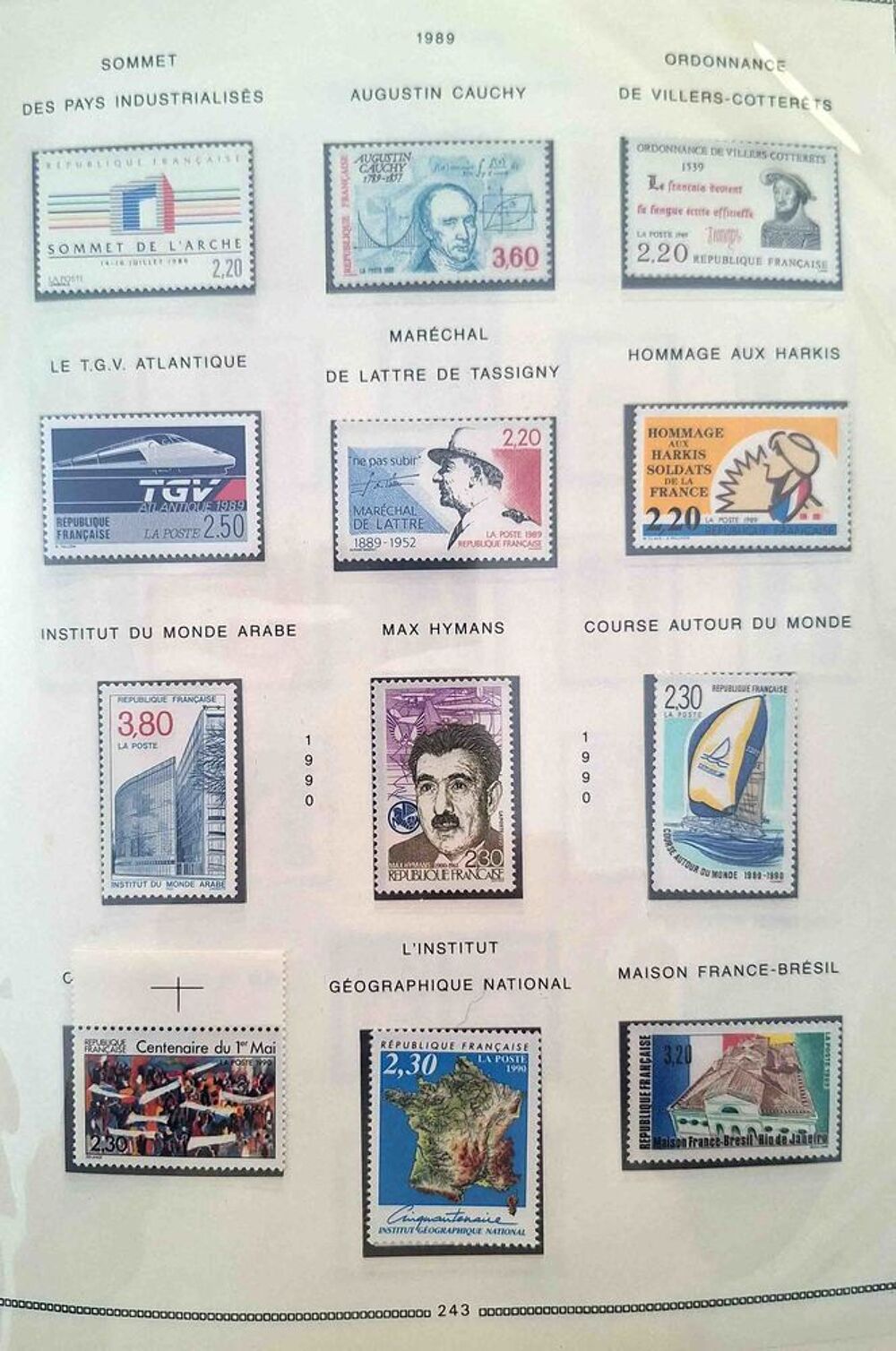 S&eacute;rie de timbres de collection de France F8 
