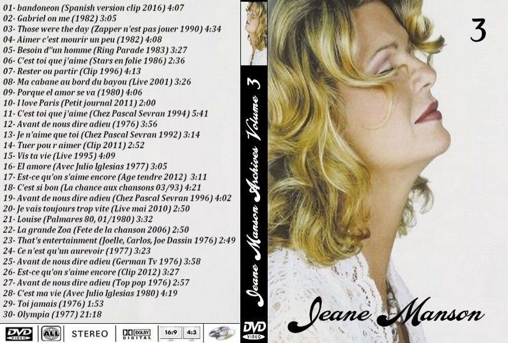 Jeane Manson DVD Archives (Volume 3) DVD et blu-ray