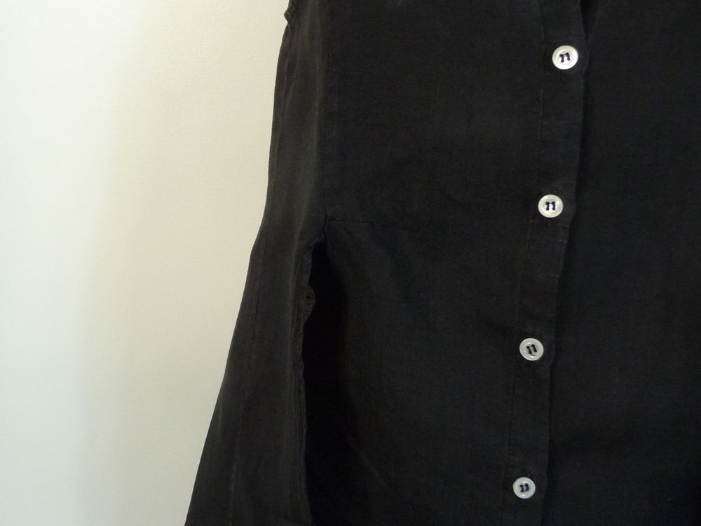Top/ Chemise en Lin Noir &agrave; 2 Pans &agrave; Nouer- Stefano Mortari Vêtements