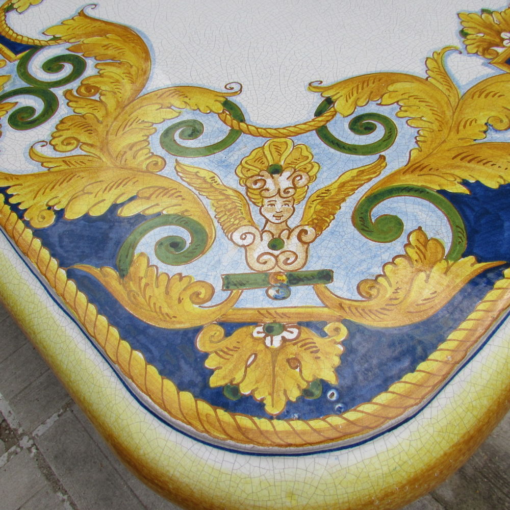 Table de salle &agrave; manger &eacute;maill&eacute;e d&eacute;cors peint &agrave; la main Meubles