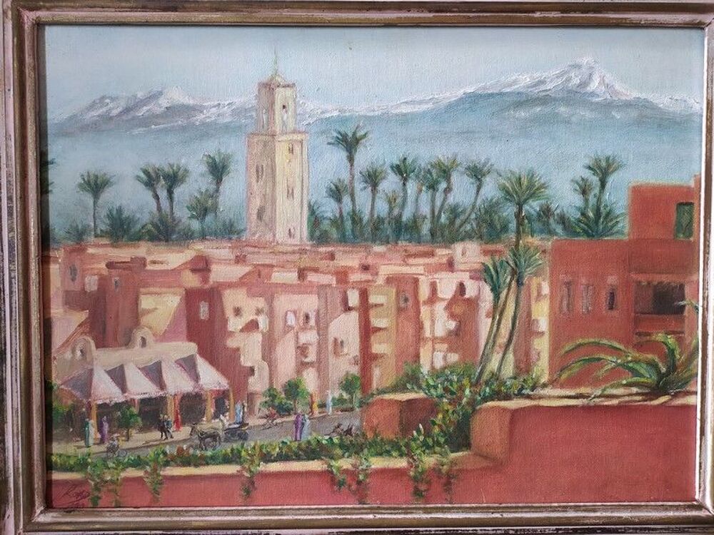 Tableau Orientaliste Peinture Maroc Marrakech XX&egrave;me 
Décoration