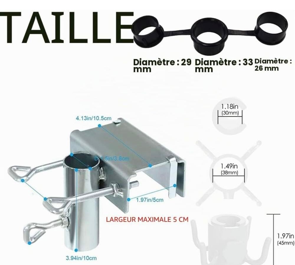 Support parasol balustrade jusqu'&agrave; 38mm en acier inoxydable Jardin