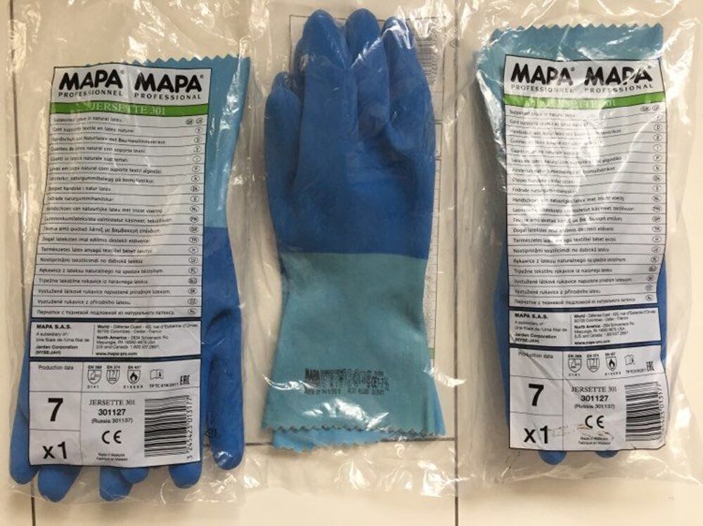 Gants professionnels, MAPA T-7, Jersette 301, bleu Bricolage