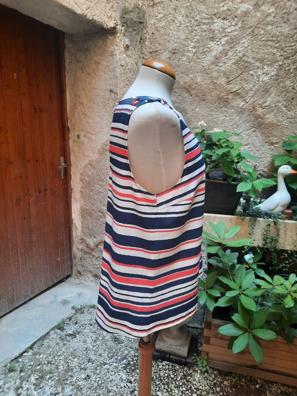 TOP RIVER WOODS RAYE-MARINE-BLANC-ROUGE-R&eacute;f.TOP-008 V�tements