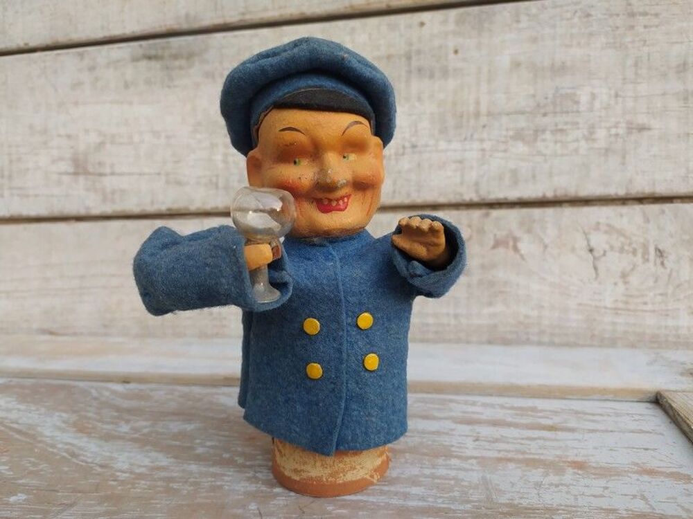 Ancien Marin Buveur Jouet Articul&eacute; Ressort Vintage 