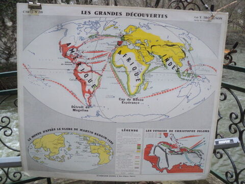 Carte Scolaire Double Face Grandes D�couvertes Vintage 50 Loches (37)