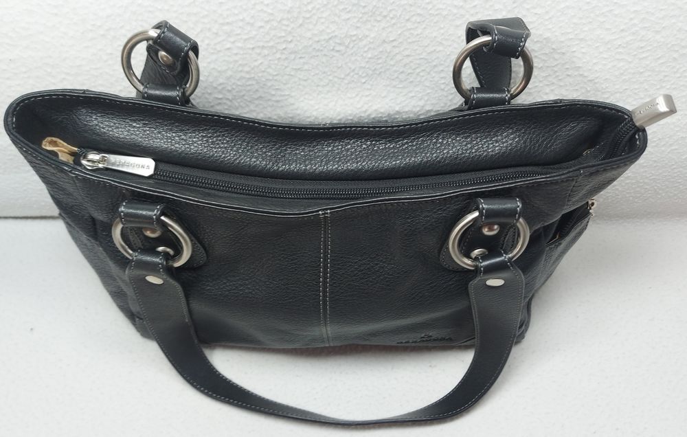 Hexagona Grand Sac &agrave; Main en Cuir de Vachette Noir Haut 21 Maroquinerie