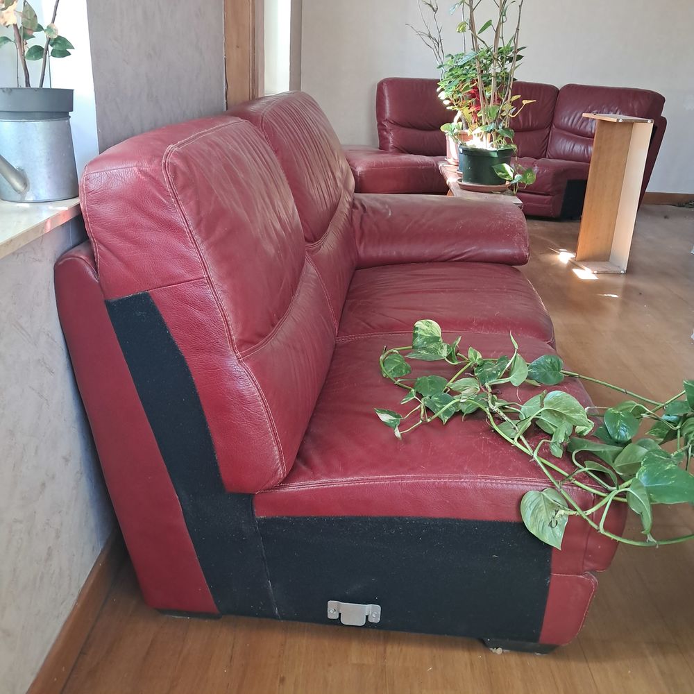 Canap&eacute; 5-6 places NUBUCK rouge fonc&eacute; Meubles