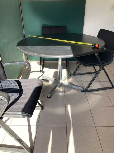Table ronde noire  120cm pied métal 80 Montblanc (34)