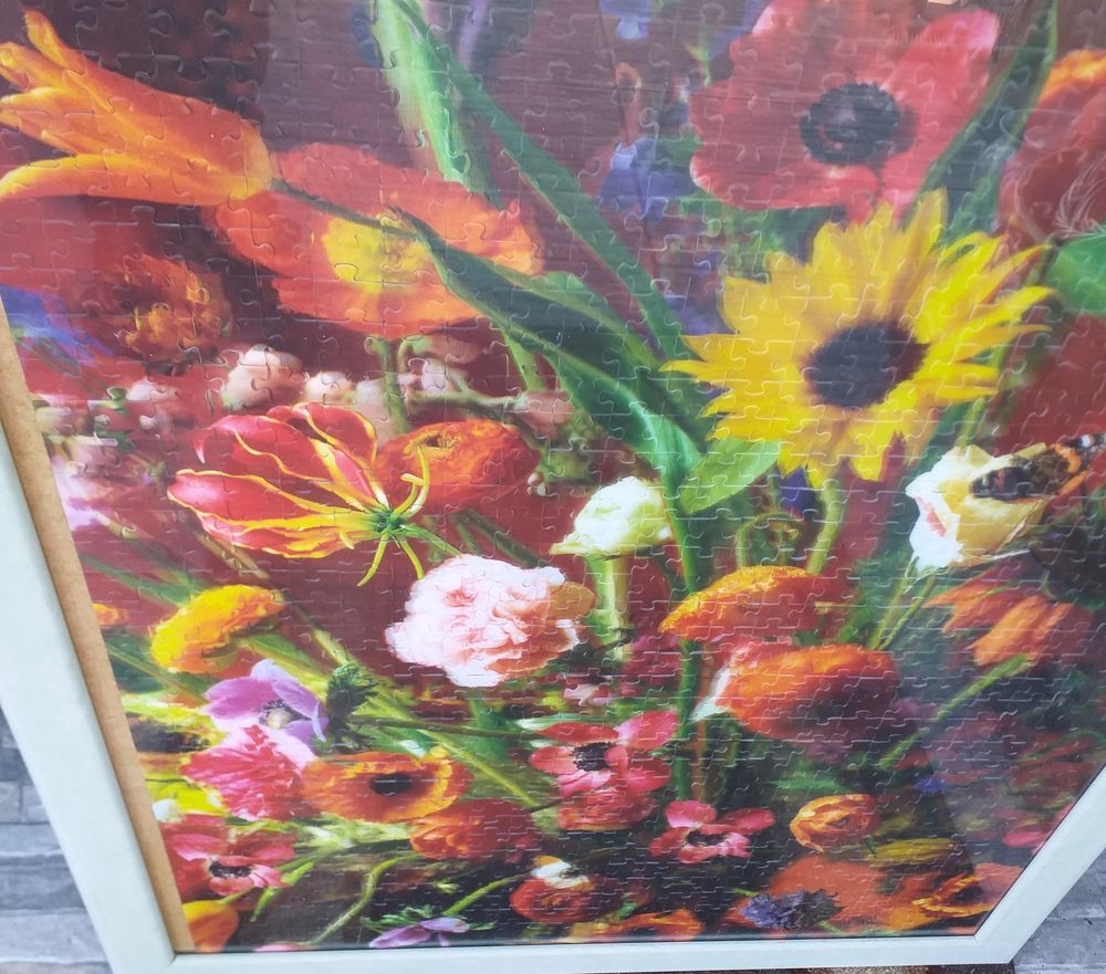 Puzzle encadr&eacute; 57 cm x 77 cm Fleurs de jardin Décoration