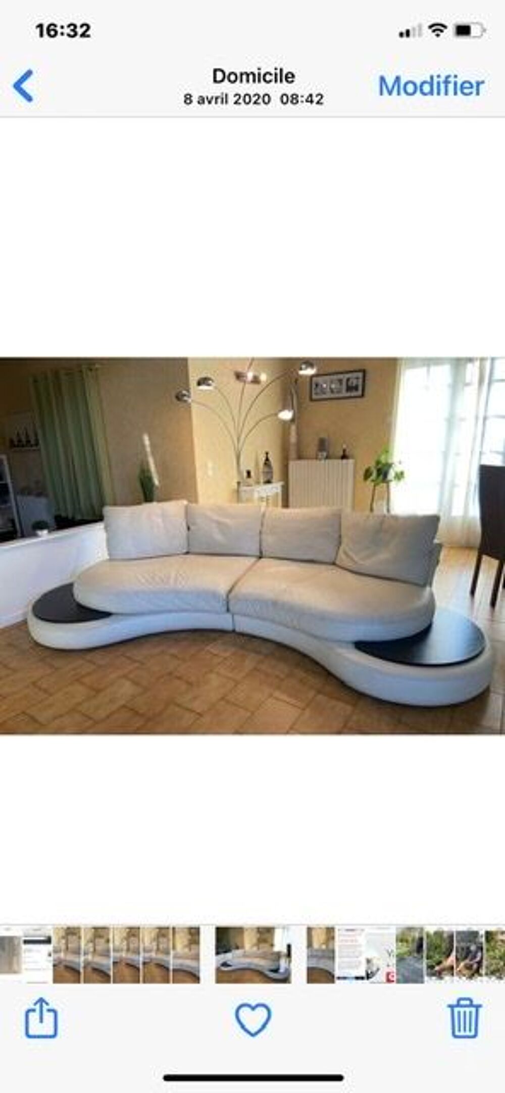 Banquette roche bobois cuir blanc Meubles