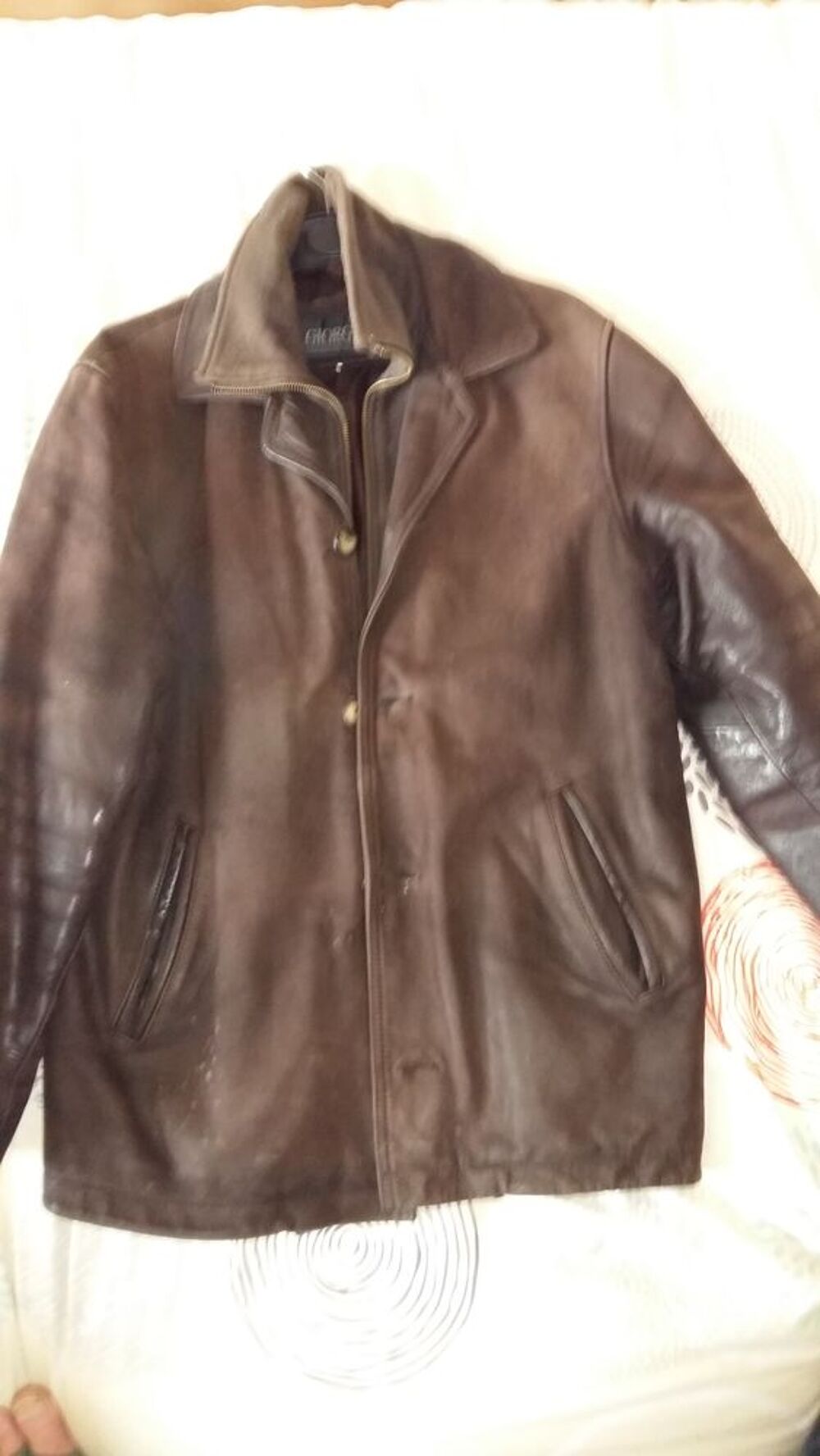 VESTE EN CUIR MARRON Vêtements