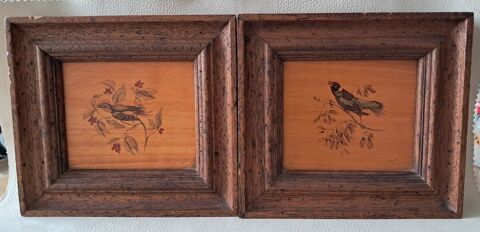 lot de 2 tableaux décoratif en bois motif oiseau sur branche 12 Carnon Plage (34)