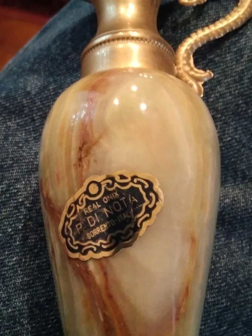 Lot de 2 AMPHORES en onyx v&eacute;ritable achet&eacute;es en Italie &agrave; Sorrente c&ocirc;te Amalfitaine en 1978 ,&eacute;tat neuf avec &eacute;tiquette 