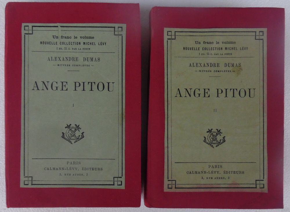 Alexandre DUMAS ANGE PITOU 2 volumes vieux livres collection Livres et BD