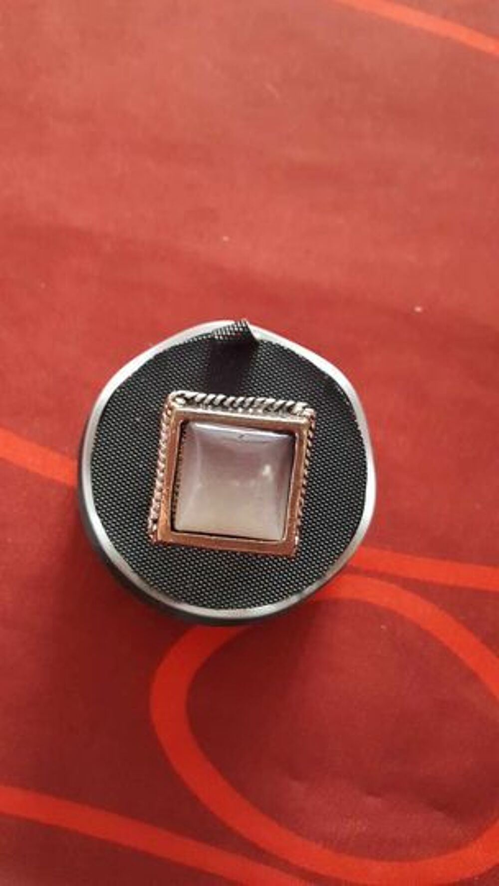  Bague carr&eacute;e tress&eacute;e ciel gris r&eacute;glable artisanale N&deg;1303 Bijoux et montres