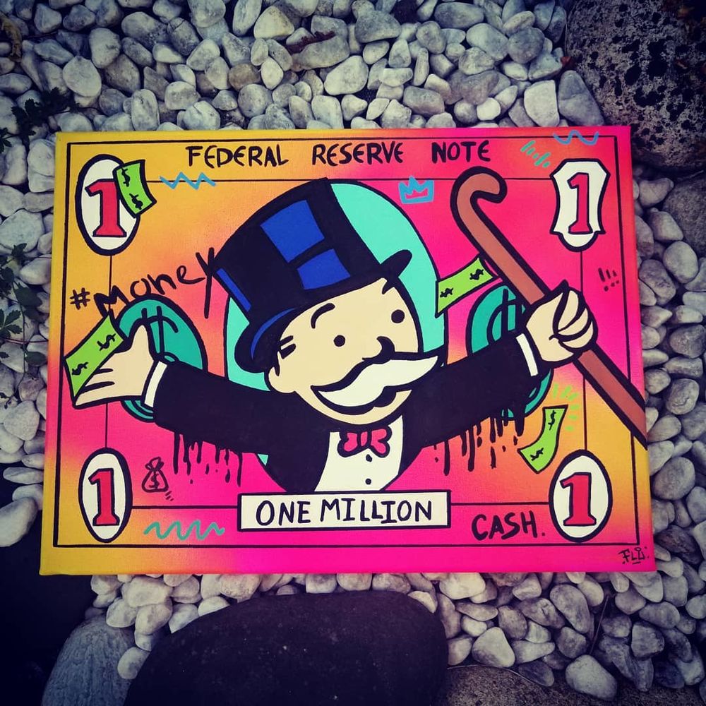 Toile POP ART custom billet Monopoly Décoration