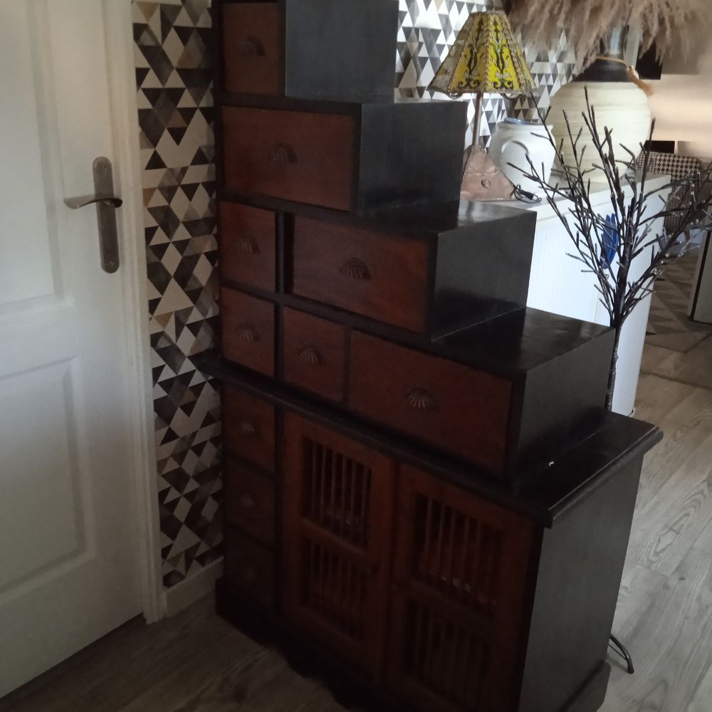 Meuble bois massif escalier 2 parties dimensions totales 148 Meubles