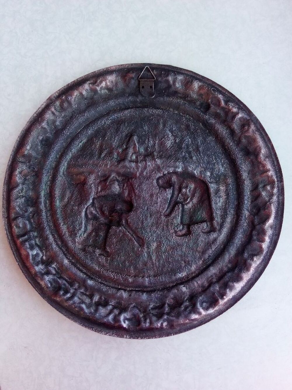 assiette plaque en cuivre les paysannes glaneuses Décoration