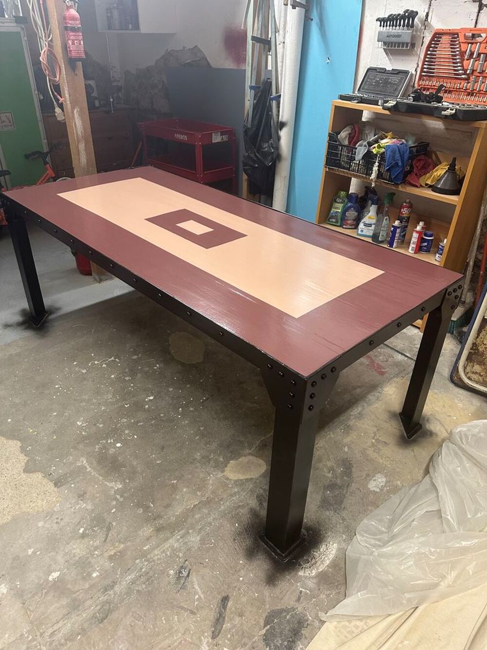 table encadrement Ferronerie et plateau bois massif 90x200 Meubles