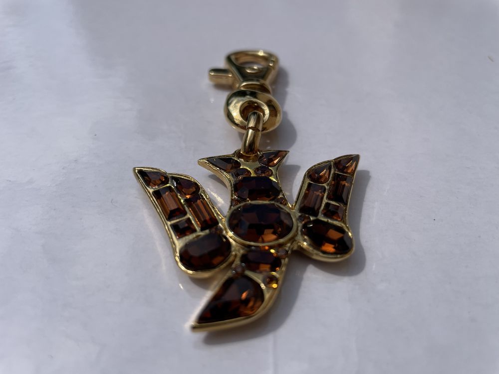 Motif Oiseau SR dor&eacute; Strass ambr&eacute; mousqueton Sonia RYKIEL Bijoux et montres