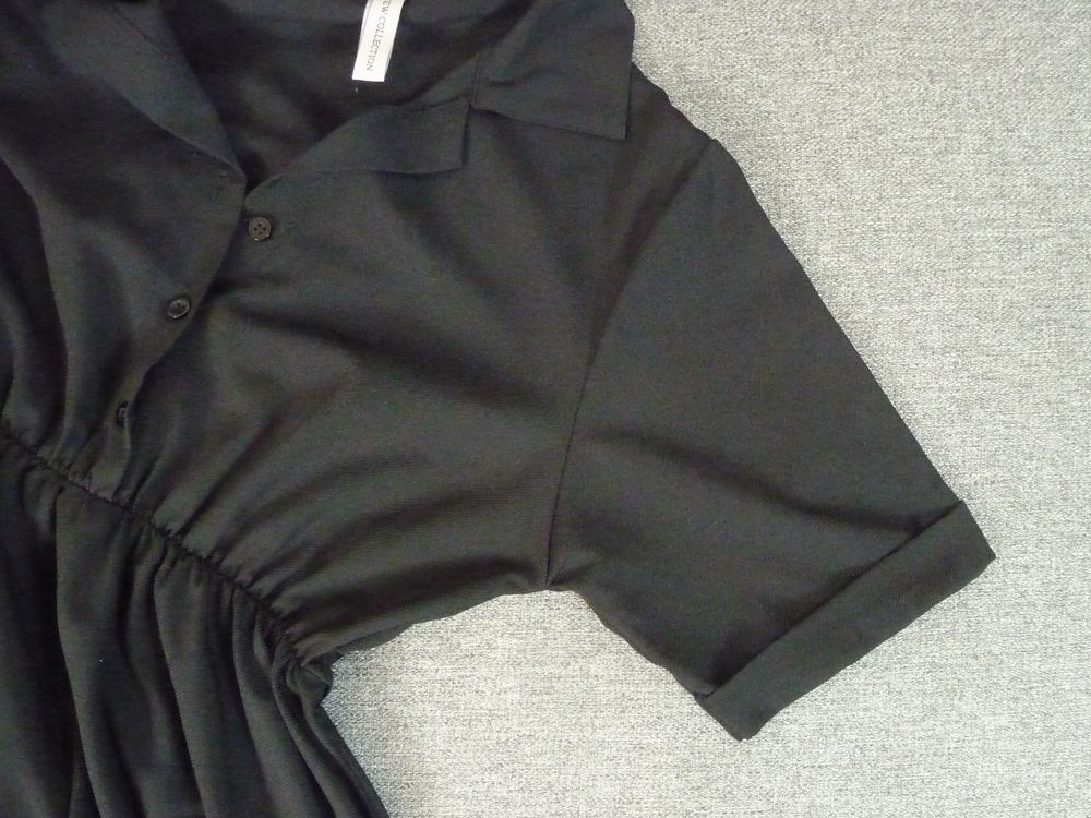 Robe/ Tunique Noir Manches Courtes Ceinture- New Collection Vêtements