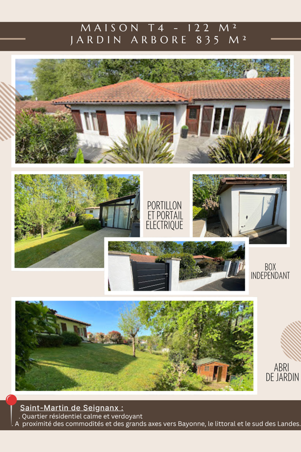Vente Maison Maison T4-122m² de plain-pied avec jardin arboré de 835m² Saint-martin-de-seignanx