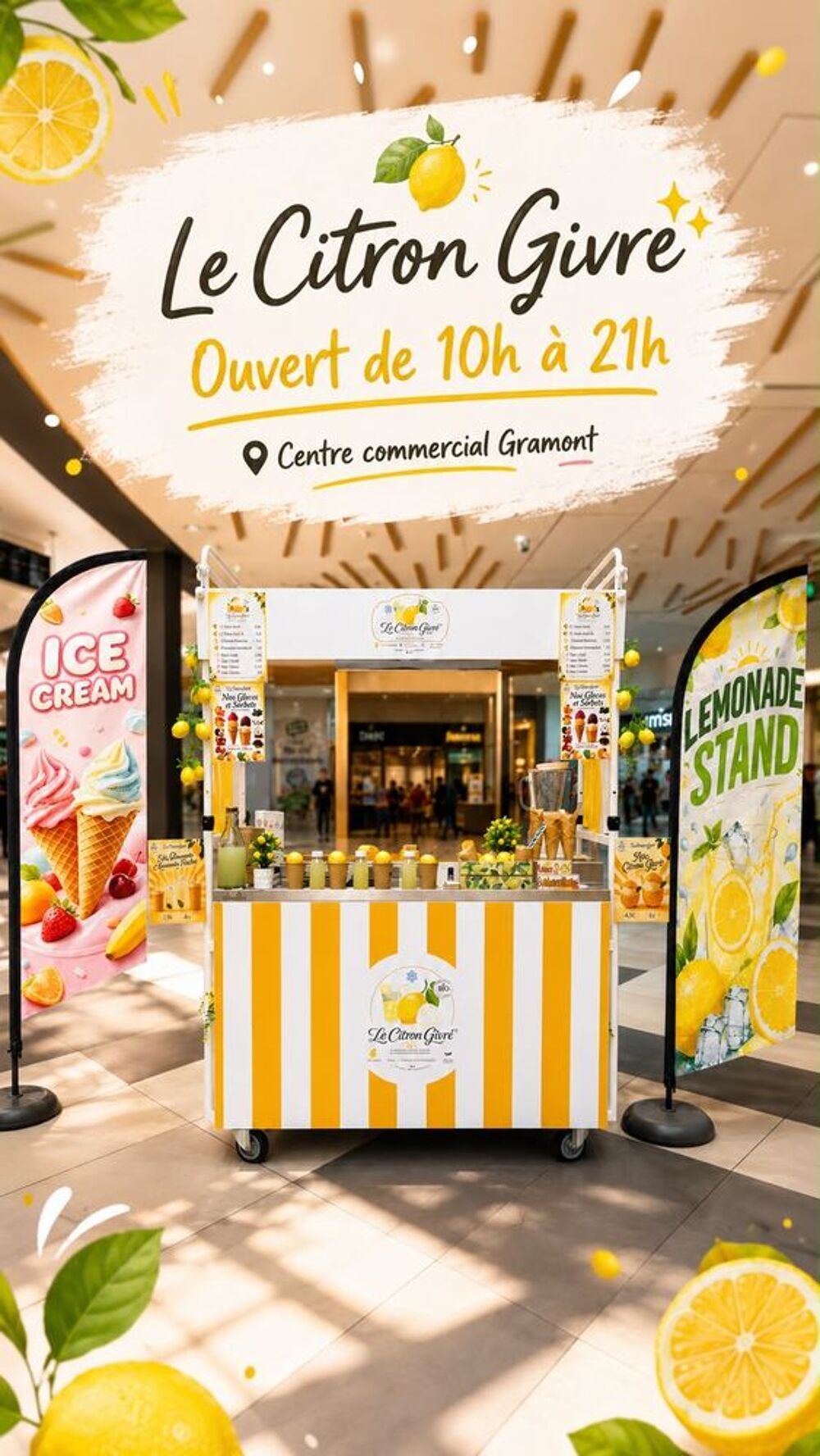   LE CITRON GIVRÉ : CHARIOT MOBILE À GLACES + CONCEPT CLÉ EN M 