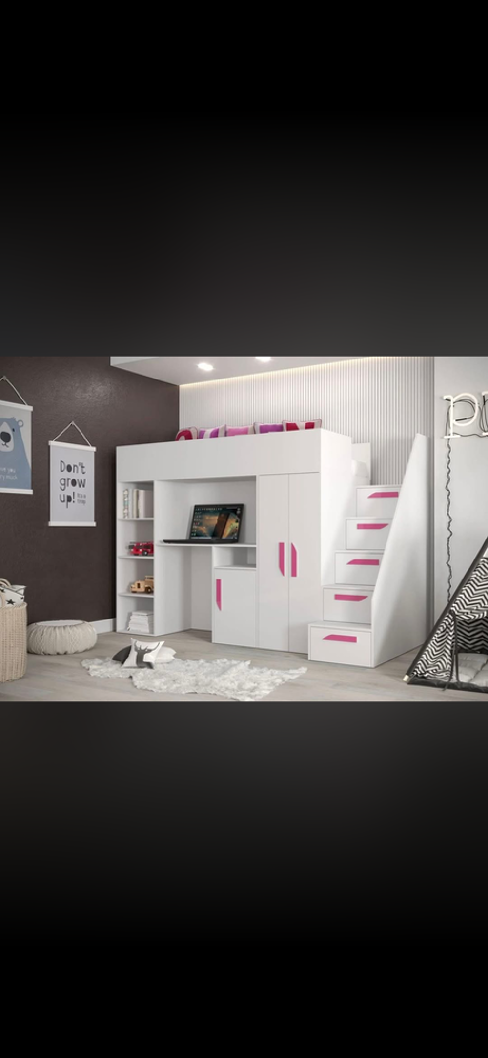 Lit combin&eacute; bureau et armoire Mobilier enfants