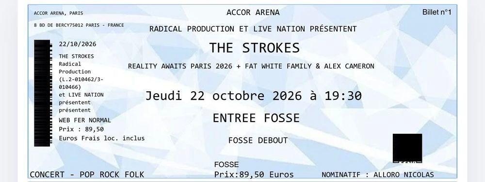 concert The strokes Paris Billetterie