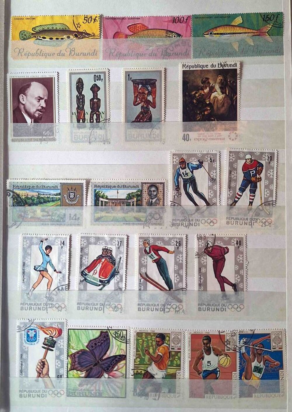 S&eacute;rie de timbres de collection du Burundi 