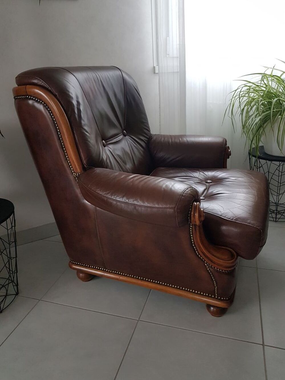 salon en cuir marron Meubles
