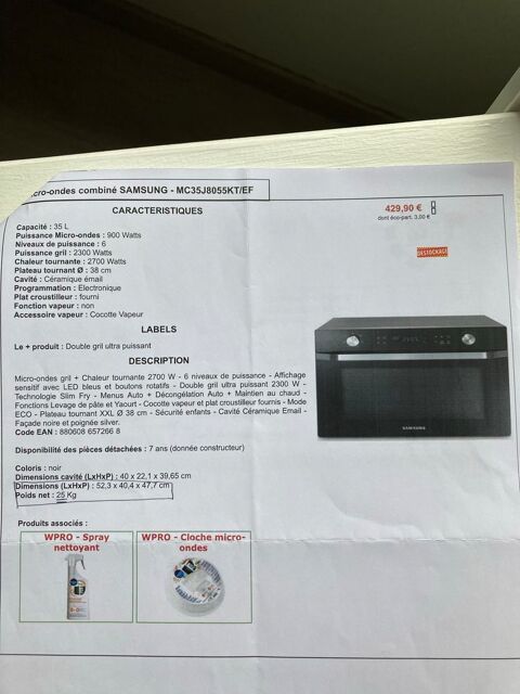 Four Samsung combin micro ondes 250 Orlans (45)