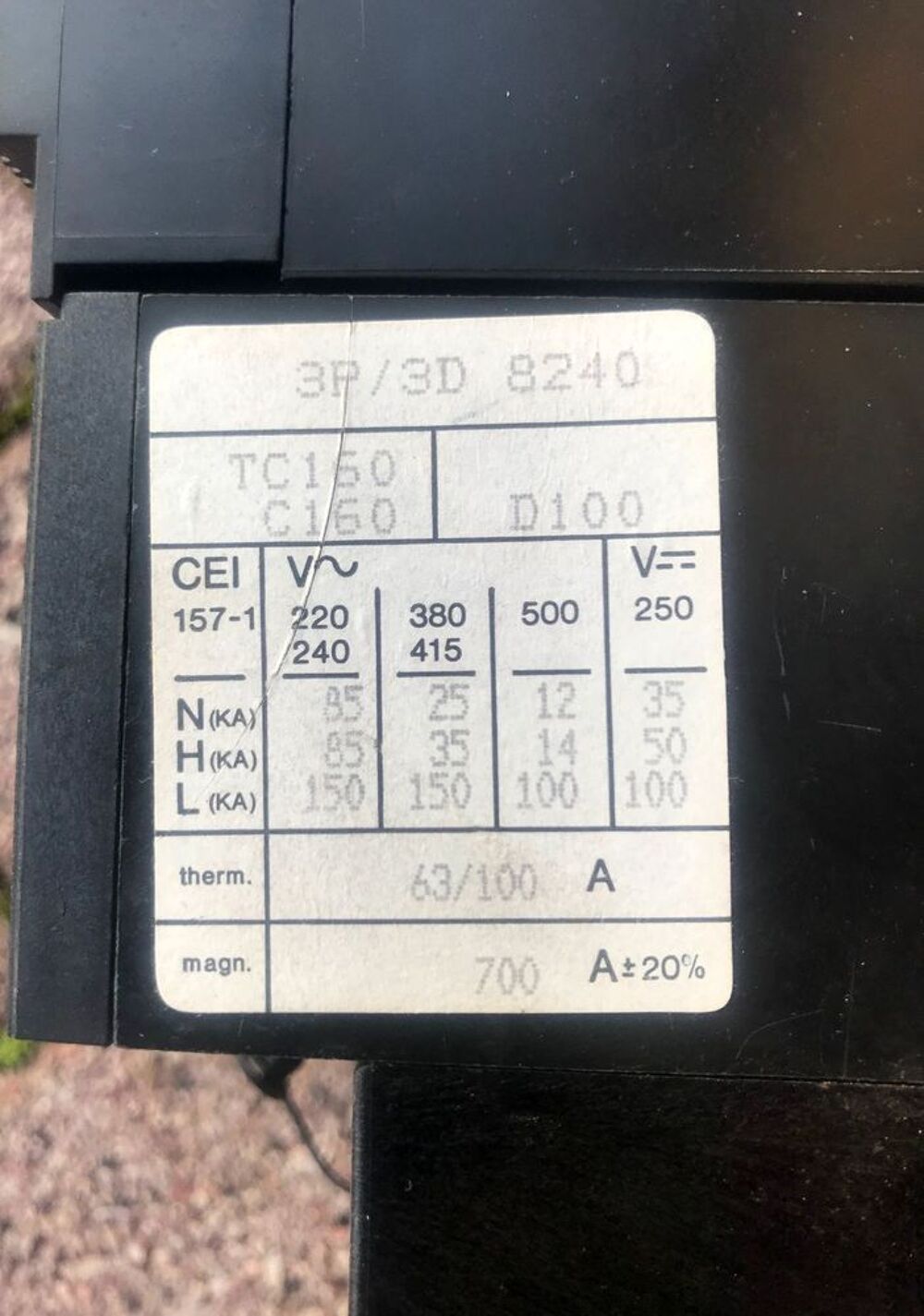 Disjoncteur compact Merlin Gerin C160N 100A Bricolage