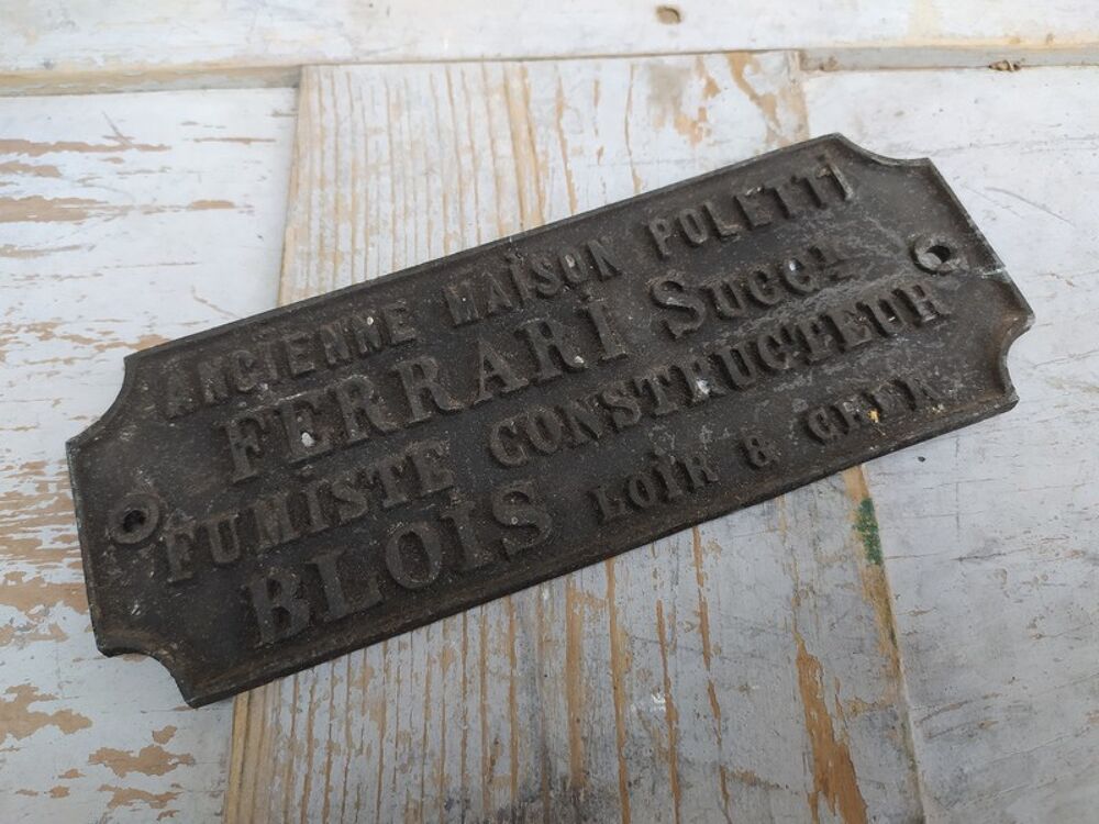 Ancienne Plaque Publicitaire Fumiste Blois Maison Ferrari 