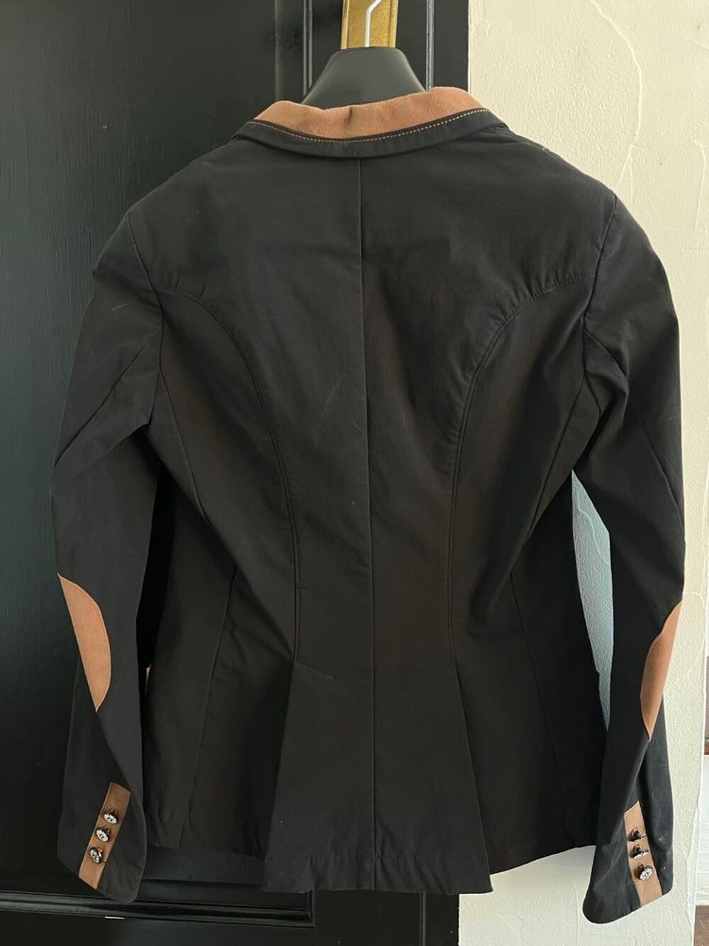 Veste de concours &eacute;quitation noire et camel Sports