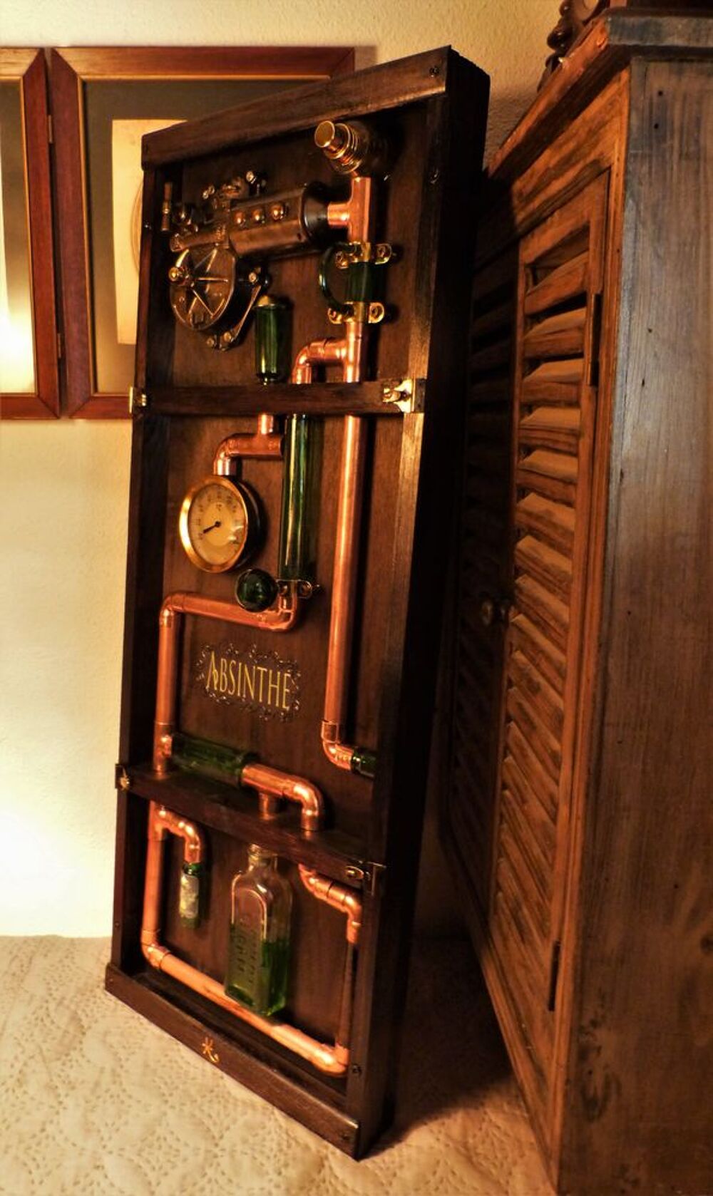 Tableau Indus "ABSINTHE PUB XIX" Cr&eacute;a. Steampunk Décoration