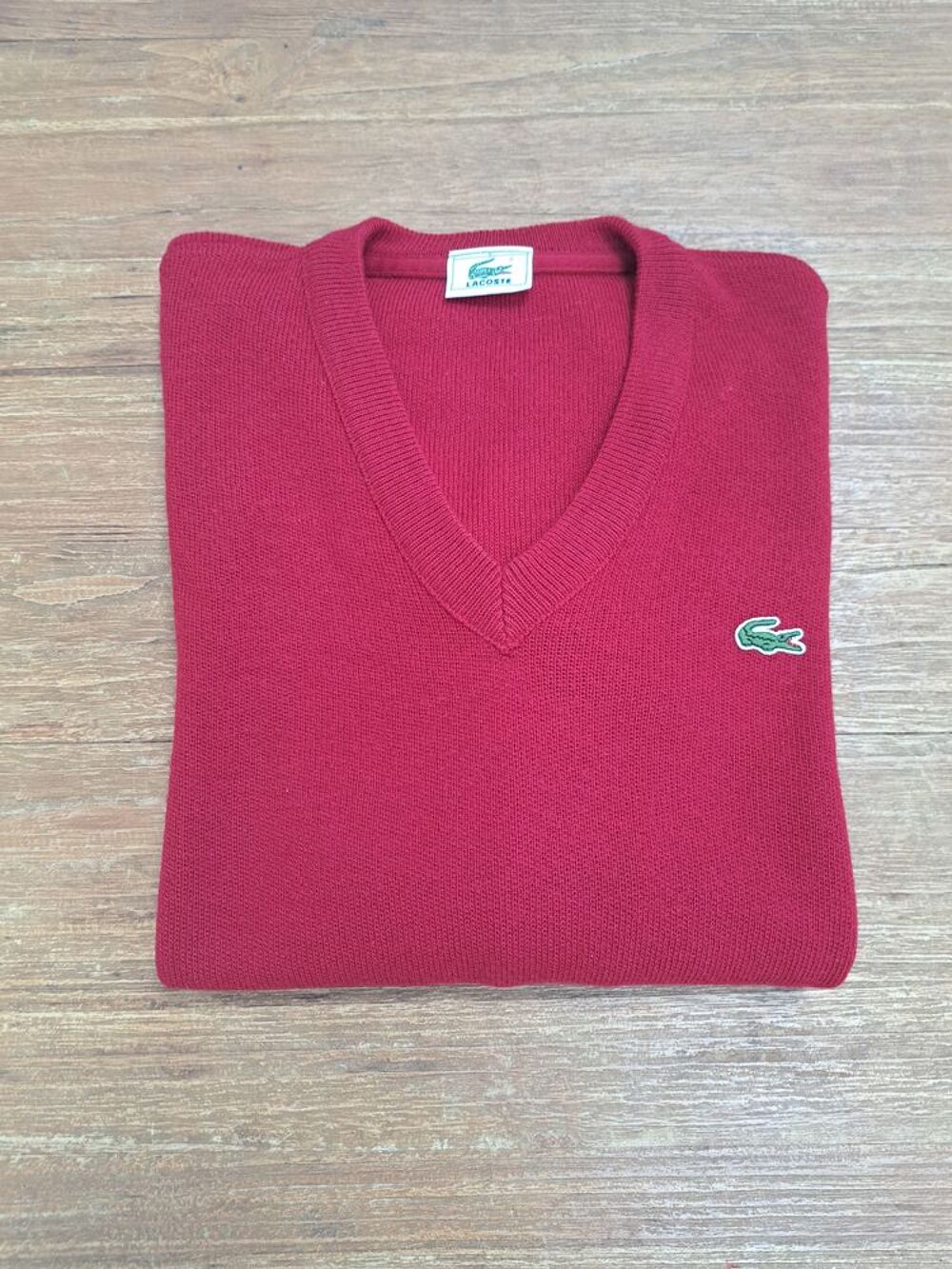 Pull Lacoste Homme classique Col V taille 5 laine Vêtements