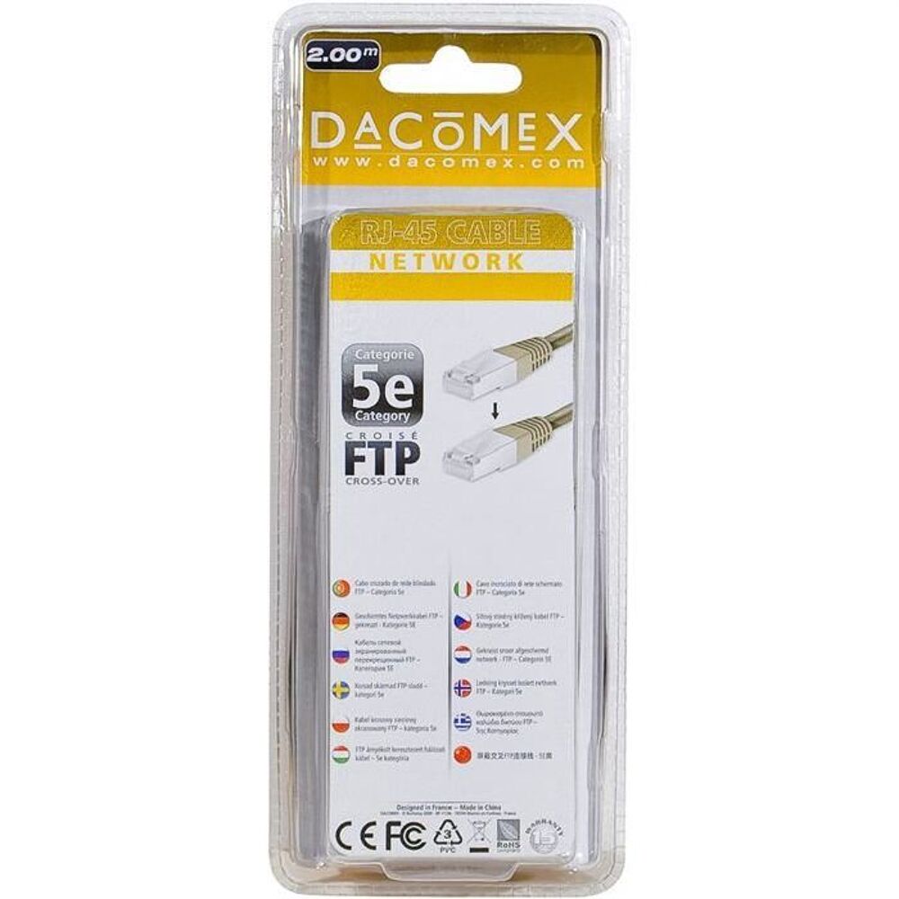 C&acirc;ble R&eacute;seau Ethernet 2m DACOMEX Crois&eacute; Blind&eacute; FTP 5e cat. Matériel informatique