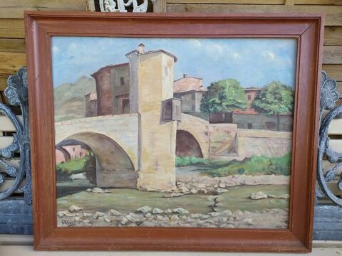 Tableau Paysage Pont de Sospel Peinture Huile sur Toile 130 Sospel (06)