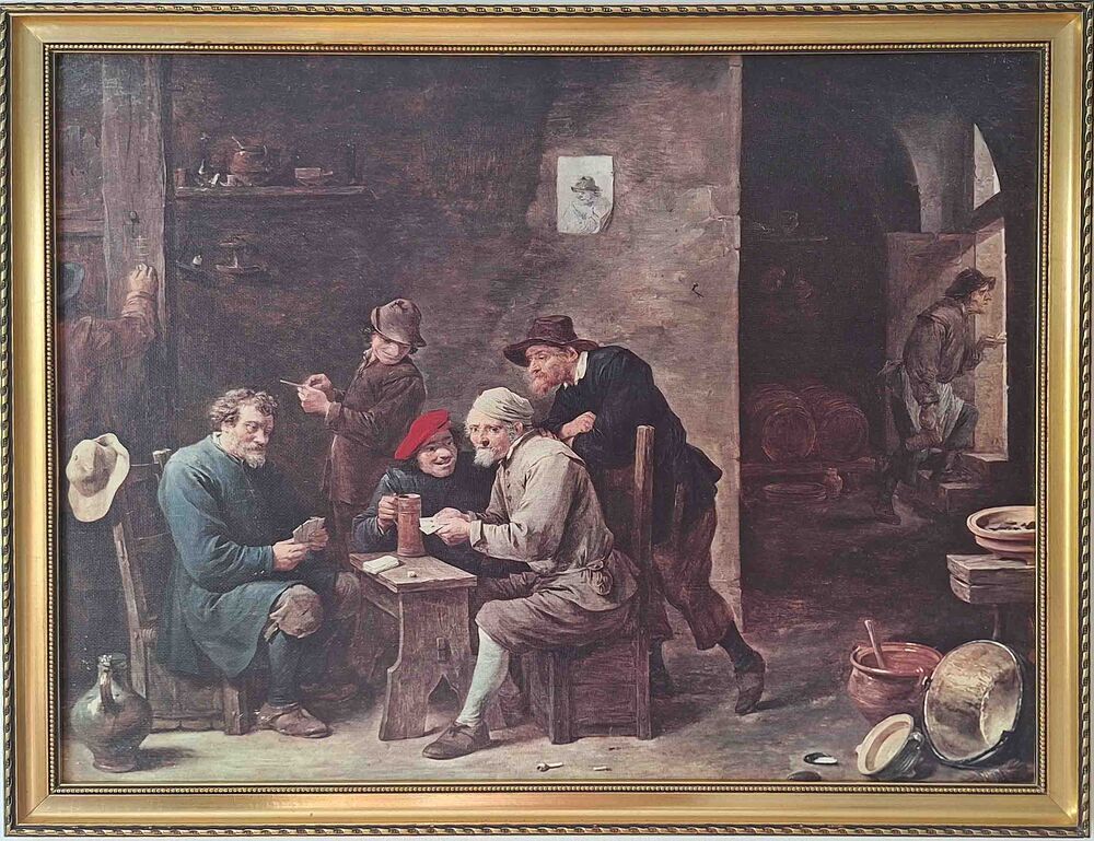 Tableau encadr&eacute; "Int&eacute;rieur de cabaret" d'apr&egrave;s David Teniers Décoration